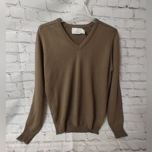 Viyella Wool Blend Mark Scot Vtg V Neck Brown Sweater M Preppy